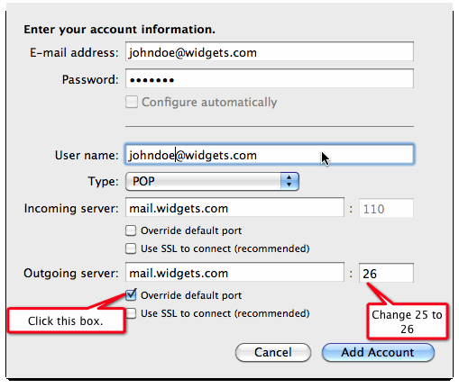 outlook 2011 for mac change account info